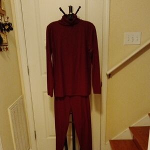 Burgundy Turtleneck and Pants Set